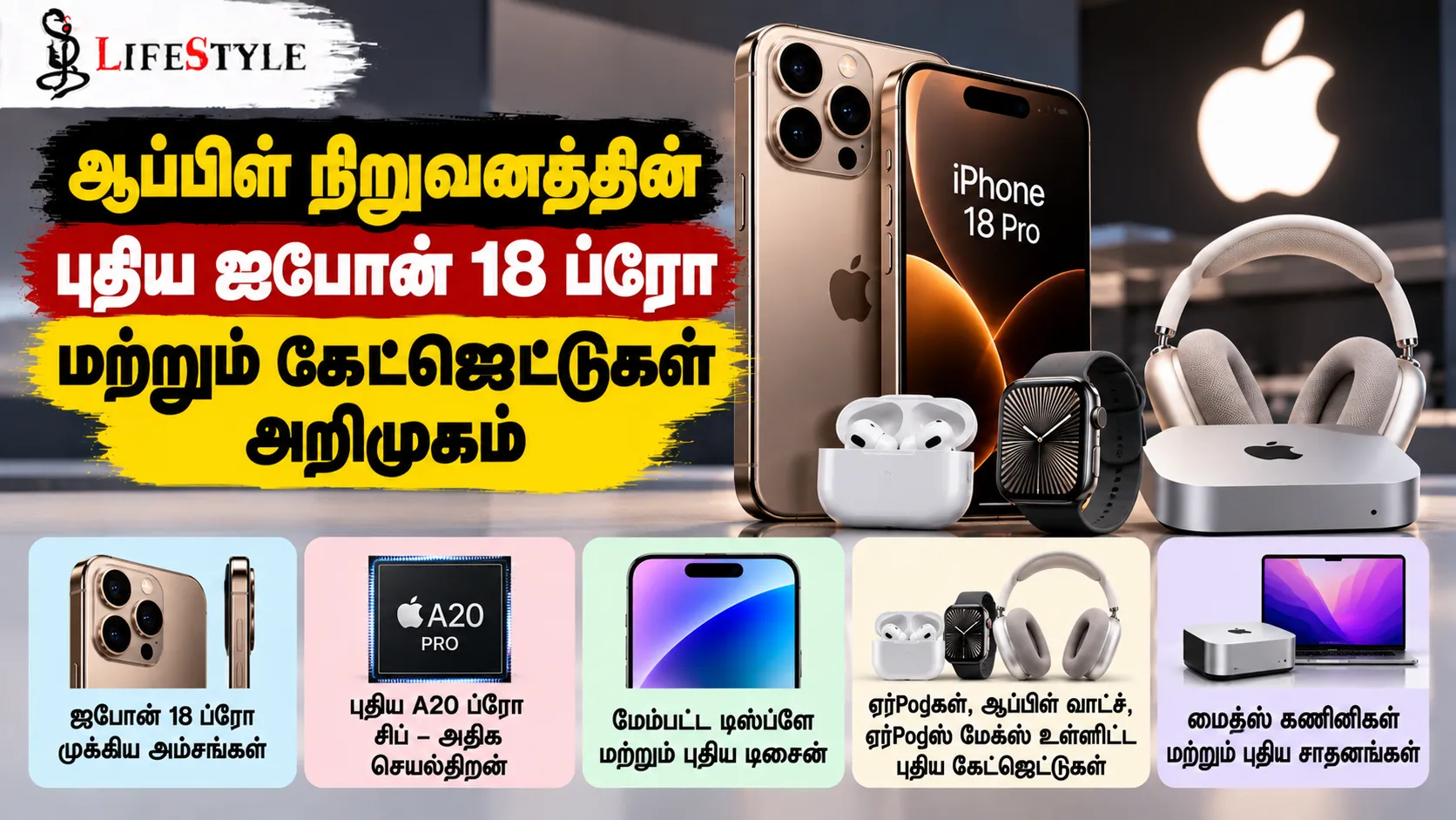 ஆப்பிள் நிறுவனத்தின் புதிய ஐபோன் 18 ப்ரோ மற்றும் கேட்ஜெட்டுகள் அறிமுகம்
