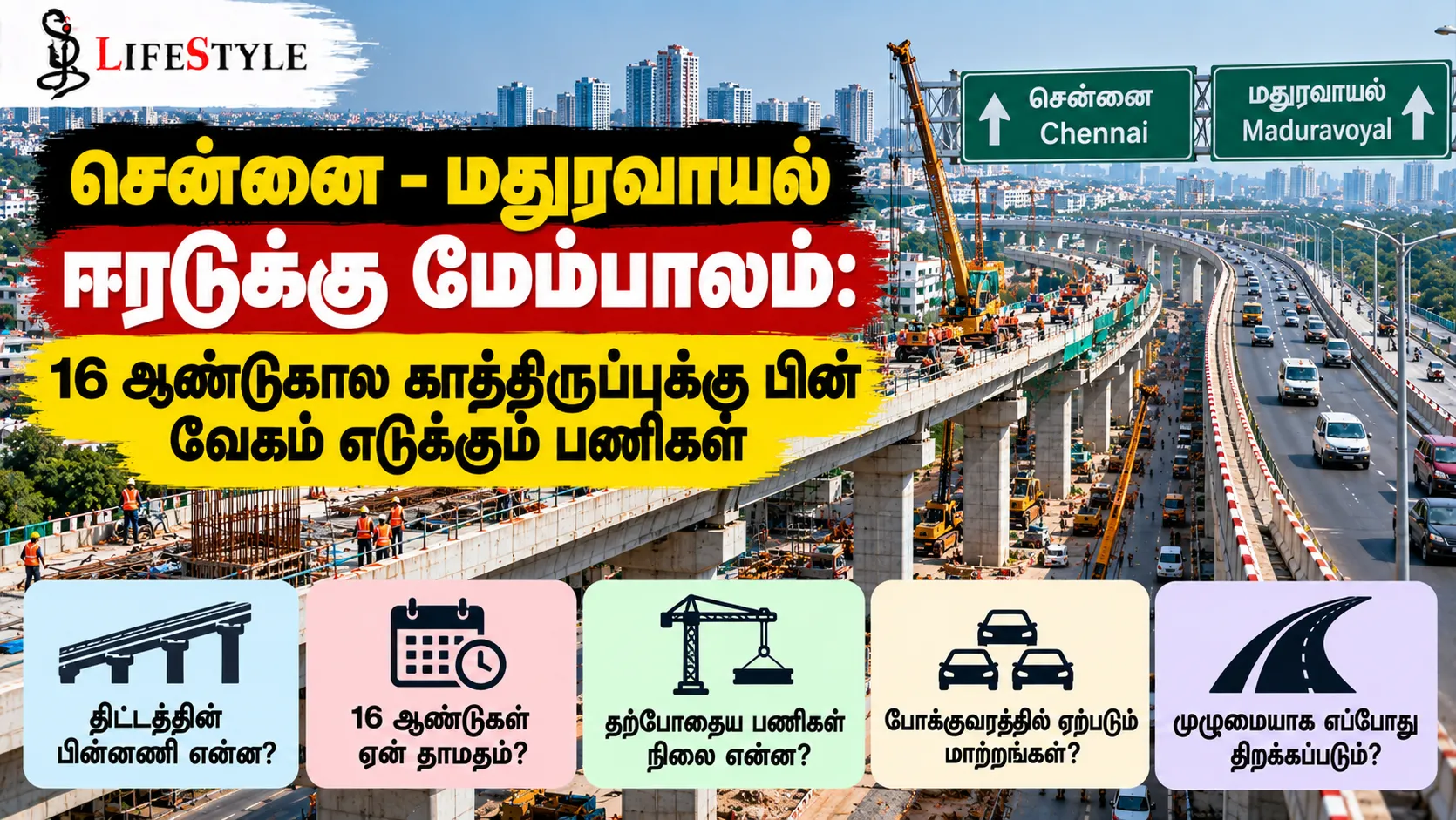 சென்னை - மதுரவாயல் ஈரடுக்கு மேம்பாலம்: 16 ஆண்டுகால காத்திருப்புக்கு பின் வேகம் எடுக்கும் பணிகள்