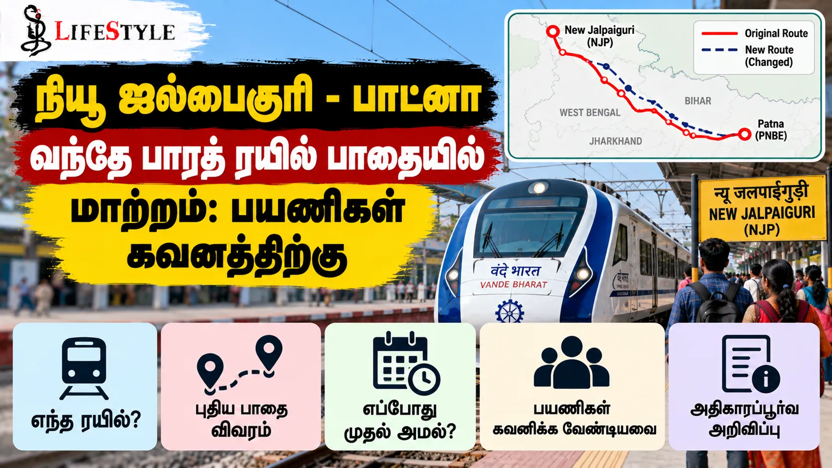 நியூ ஜல்பைகுரி - பாட்னா வந்தே பாரத் ரயில் பாதையில் மாற்றம்: பயணிகள் கவனத்திற்கு